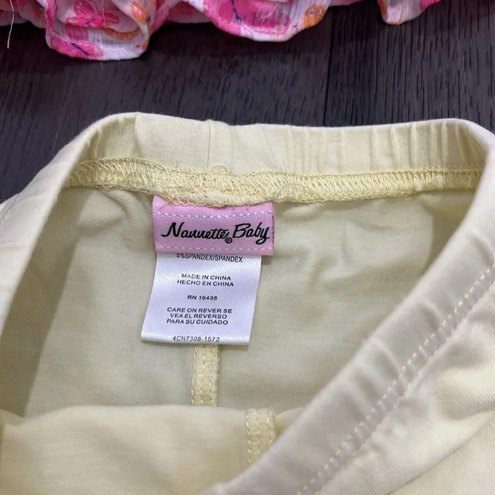 Nannette baby Capri leggings with sleeveless butterfly sheer like bubble top